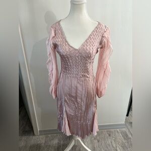 Komarov Light Pink Ruffle Long Sleeve Dress